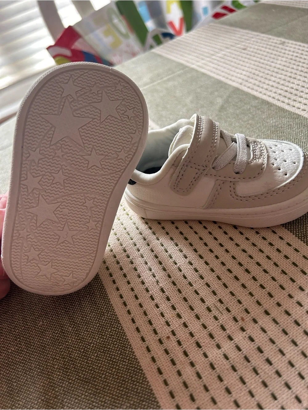 Kids Carters White Velcro Athletic Leather Sneakers (3)